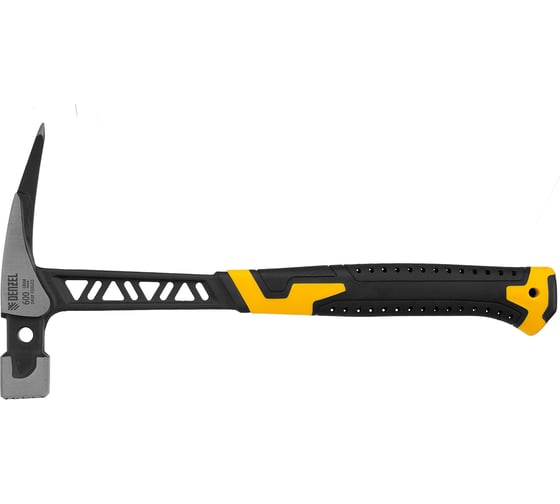 Изображение товара Цельнокованый молоток кровельщика Denzel 600 г, боек с магнитом, двухкомпонентная обрезиненная рукоятка 10623