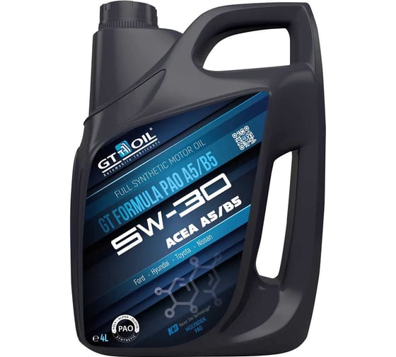 Изображение товара Моторное масло GT OIL GT Formula PAO A5/B5, SAE 5W-30, API SL/CF, 4 л 8809059409671