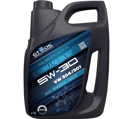 Изображение товара Моторное масло GT OIL GT Formula PAO 504/507, SAE 5W-30, API SN, 4 л 8809059409732