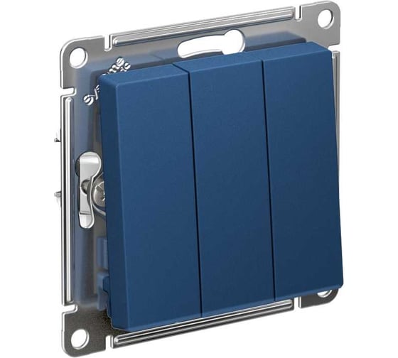 Изображение товара 3-клавишный выключатель Systeme Electric Atlasdesign аквамарин. сх.1+1+1, 10ах ATN001131