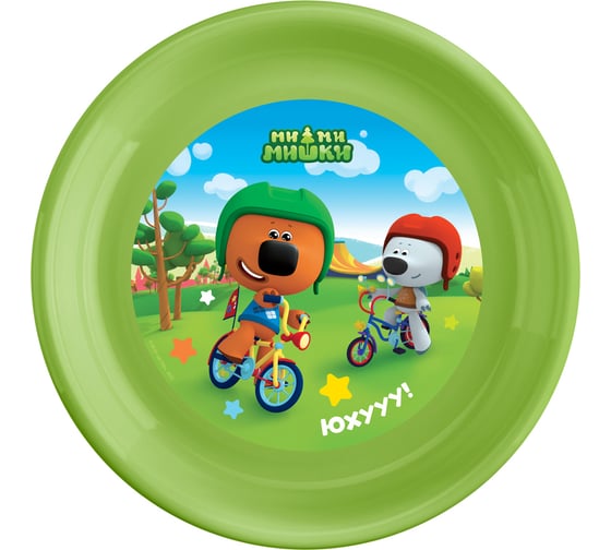 Изображение товара Детская тарелка Пластишка плоская, с декором ми-ми-мишки, 185 мм, зеленый 431328309