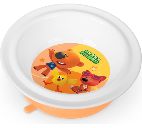 Изображение товара Детская тарелка Пластишка глубокая, на присосе, с декором ми-ми-мишки, оранжевый 431328508