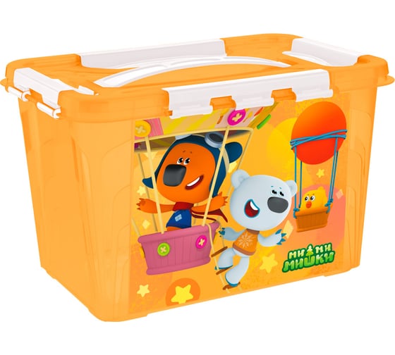 Изображение товара Контейнер Пластишка с декором ми-ми-мишки, с замками и ручкой, 290x190x180 мм, 6.65 л, оранжевый 431329608