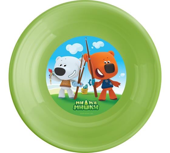 Изображение товара Детская тарелка Пластишка глубокая, с декором ми-ми-мишки, 185 мм, зеленый 431328009