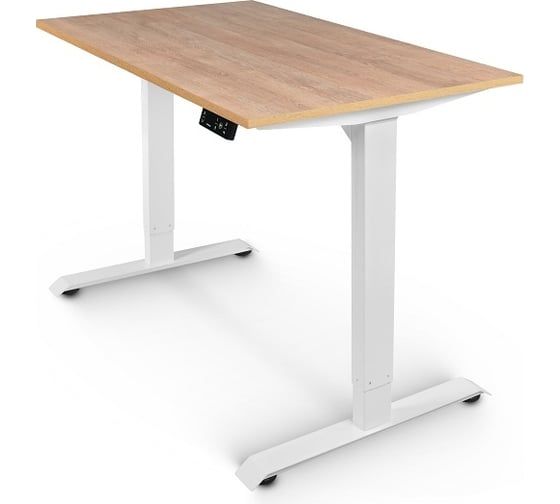 Изображение товара Письменный, компьютерный стол для работы сидя и стоя StolStoya BAZALT, белый, с электроприводом, столешница лдсп дуб светлый 145x80 SE222WDs14580