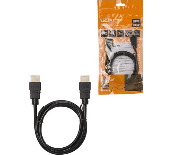Изображение товара Кабель TDM ELECTRIC "АВК 1" HDMI - HDMI, v2.0, позолоченные контакты, 1 метр, SQ4040-0001