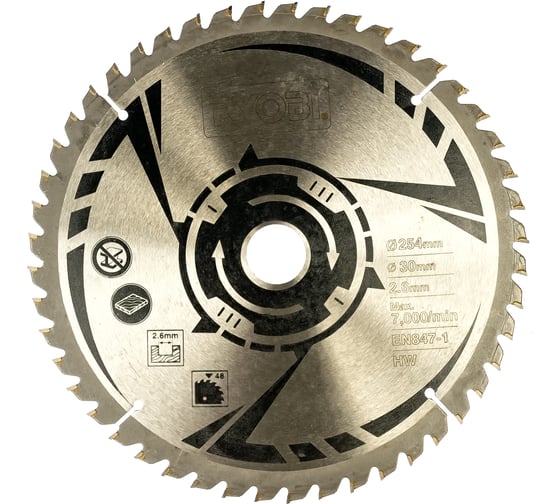 Изображение товара Пильный диск по дереву (254х30х2.6 мм; 48 зубьев) Ryobi SB254T48A1 5132002622