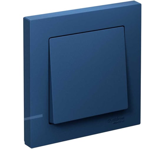 Изображение товара 1-клавишный выключатель Systeme Electric Atlasdesign аквамарин сх.1 10ах (в сборе с рамкой) ATN001112