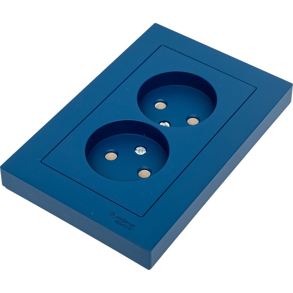 Изображение товара 2-местная силовая розетка Systeme Electric Atlasdesign аквамарин без заземления