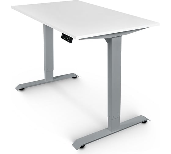 Изображение товара Письменный, компьютерный стол для работы сидя и стоя StolStoya BAZALT серый, регулируемый, с электроприводом, столешница лдсп белая125x75 SE222SW12575