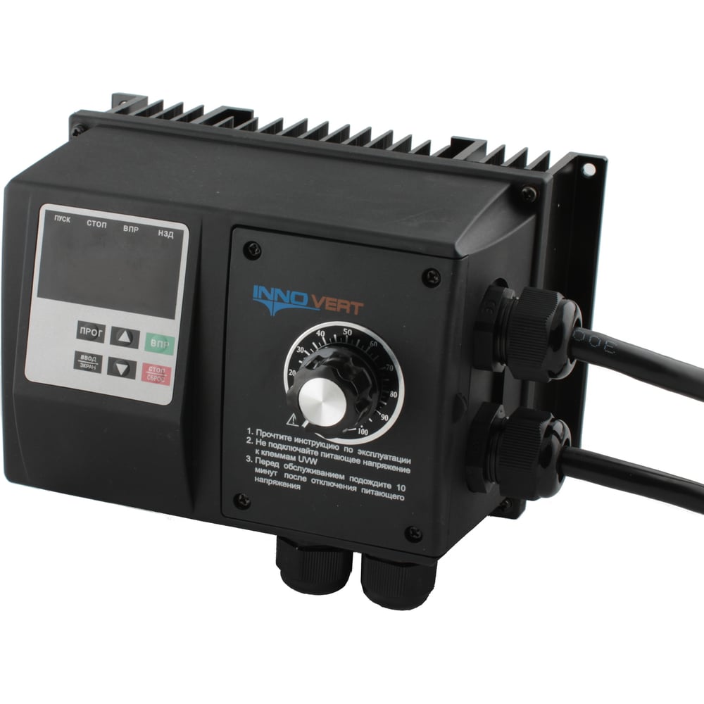 Изображение товара Преобразователь частоты INNOVERT IP54, выходной ток 2 А, встроенный потенциометр 0,55 кВтx380 В IPD551P43B-VR
