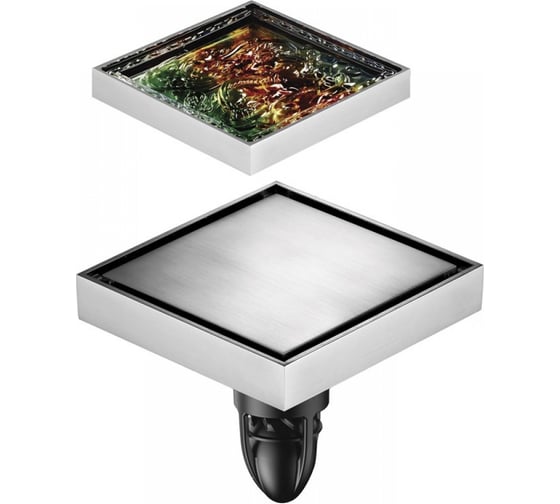 Изображение товара Сантехнический трап MAGDRAIN (100х100, маг.клапан, латунный, двустор. фьюзинг, никель) WC 02 Q50-NW