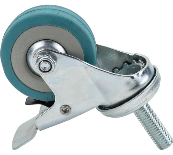 Изображение товара Колесо аппаратное поворотное с болтом и тормозом Longway SCtgb 25 Поворотная колесная опора с торм. с болтом сер. рез. (10/120)