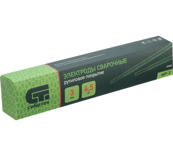 Изображение товара Электроды MP-3 3 мм, 4.5 кг, рутиловое покрытие СИБРТЕХ 97532