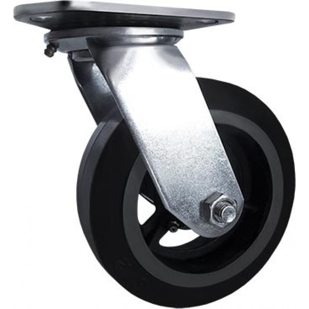 Большегрузное обрезиненное поворотное колесо Longway сковорода 20 см на подставке чугун дерево круглая черная authentic