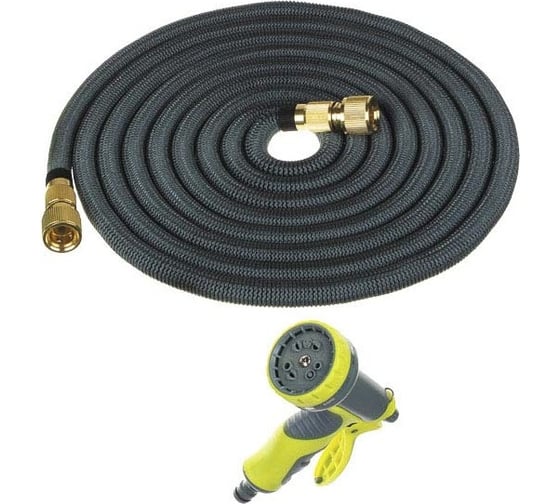 Изображение товара Растягивающийся шланг INBLOOM 22 м, латекс, полиэстер, латунь, пистолет 10 режимов 168-024