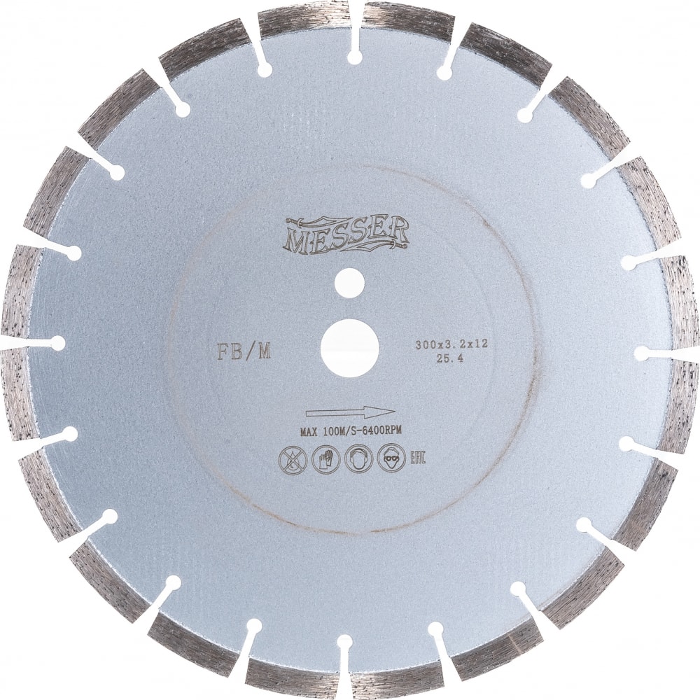 Сегментный алмазный диск по железобетону MESSER - 01-15-300
