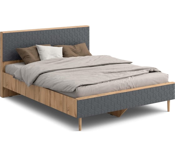 Изображение товара Кровать Мебельград Денвер спальня, 1600, дуб вотан/графит 60538_1