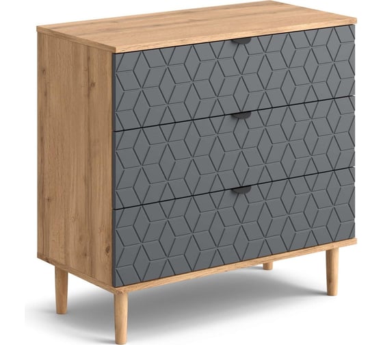 Изображение товара Комод Мебельград Денвер спальня, 3 ящика, дуб вотан/графит 57960_1