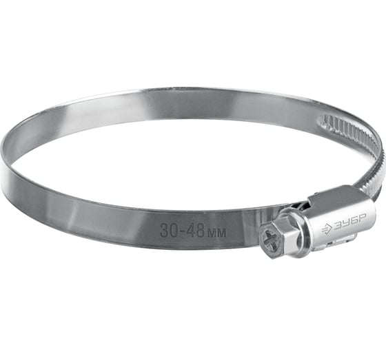 Изображение товара Червячный хомут ЗУБР Х-9н 30-48 мм, оцинкованный, 50 шт. 37807-48