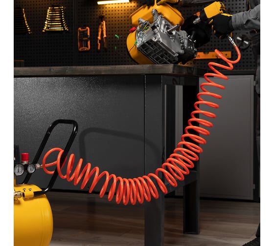 Изображение товара Спиральный воздушный шланг STELS 8x12мм, 18 бар, с быстросъемными соединениями, 15 м// 57019