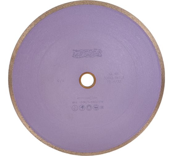 Изображение товара Диск алмазный сплошная кромка G/L по граниту 300D-2T-7.5W-25.4/32 MESSER 01-22-300