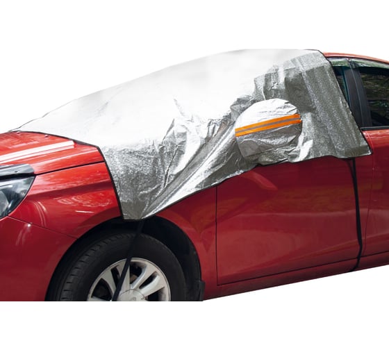 Изображение товара Всесезонный защитный чехол на лобовое и боковые стекла автомобиля AUTOPROFI 230x152 см, прочный двухслойный материал: фольгированный полиэтилен (PE) и слой синтетического материала WPR200
