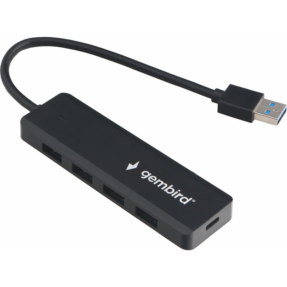 Изображение товара Разветвитель Gembird USB3.1 4хUSB, с доп.питанием (порт Type-C), кабель USB 19см, черный, UHB-C414