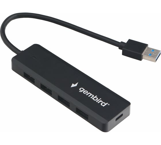 Изображение товара Разветвитель Gembird USB3.1 4хUSB, с доп.питанием (порт Type-C), кабель USB 19см, черный, UHB-C414