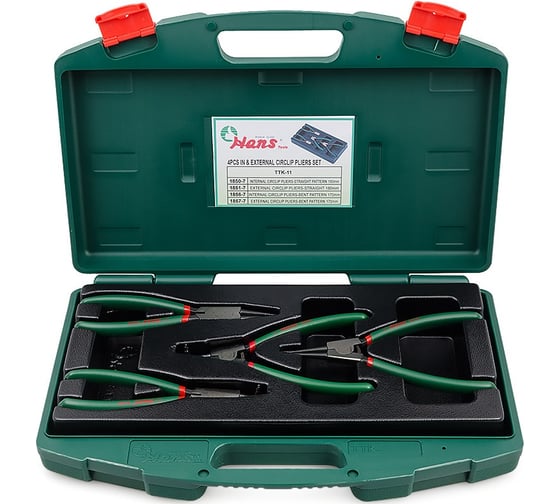 Изображение товара Набор съемников стопорных колец в ложементе и в кейсе Hans TTK-11