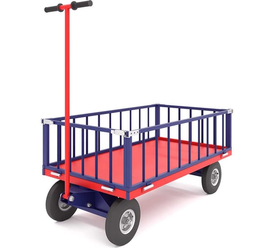 Изображение товара Платформенная усиленная тележка с поворотной осью RUSKLAD ТПОБ 5 Т, 700x1200x300 мм, с пневматическими колёсами ТПОБ 5 Т пневмо