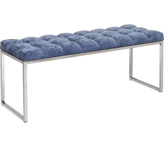 Изображение товара Банкетка GreenWeen ALBA каркас н/ж сталь, сидение шенилл Steel Blue, каретная стяжка, 1100x400x450 GW-ALBA-NER-SBLUE-110-K