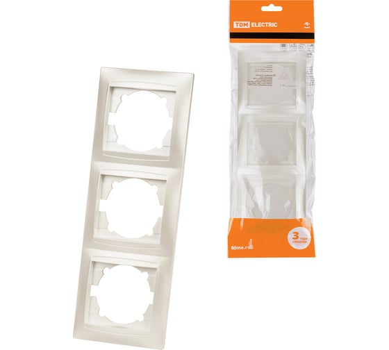 Изображение товара Рамка TDM ELECTRIC 3-х постовая вертикальная перламутр "Лама" SQ1815-0834
