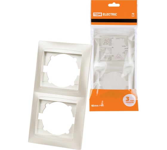 Изображение товара Рамка TDM ELECTRIC 2-х постовая вертикальная перламутр "Лама" SQ1815-0833