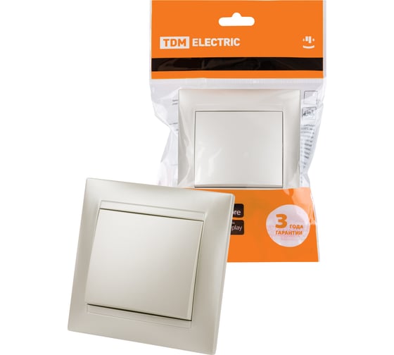 Изображение товара Выключатель TDM ELECTRIC 1 кл. 10А перламутр "Лама" SQ1815-0801