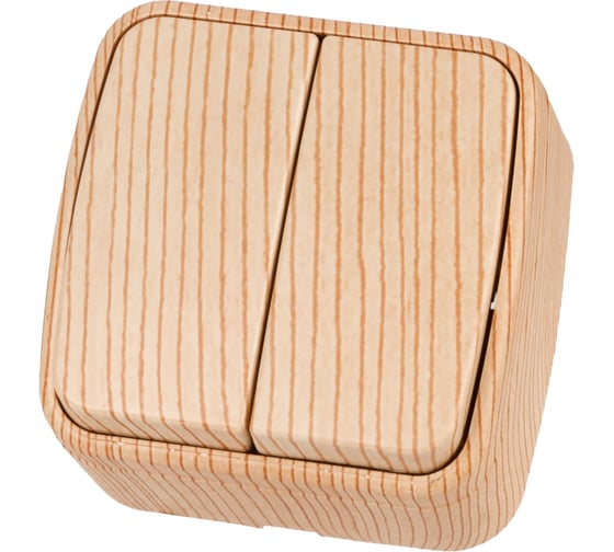 Изображение товара Выключатель TDM ELECTRIC 2-кл. открытой установки IP20 10А, сосна "Дача" Народная SQ1824-0052