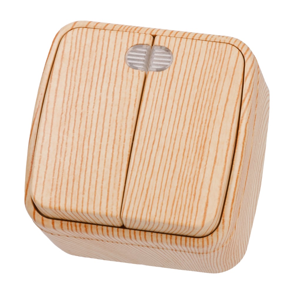 Изображение товара Выключатель TDM ELECTRIC 2-кл с подсветкой IP20 для открытой установки сосна