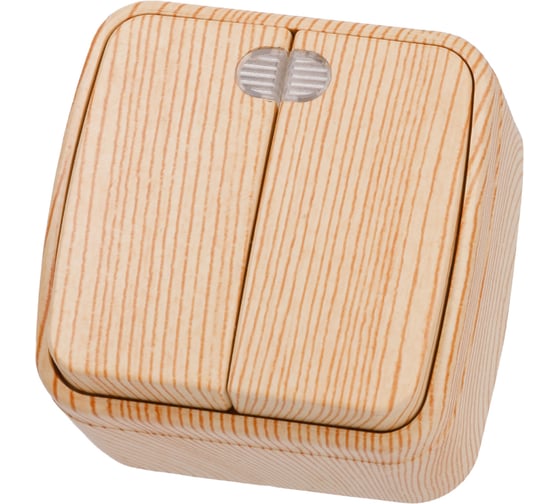 Изображение товара Выключатель TDM ELECTRIC 2-кл. открытой установки с подсветкой IP20 10А, сосна "Дача" Народная SQ1824-0054