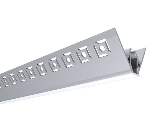 Изображение товара Алюминиевый профиль Apeyron для светодиодной ленты, штукатурка, серебро, 50x22мм, 2,5м, комплект 08-45