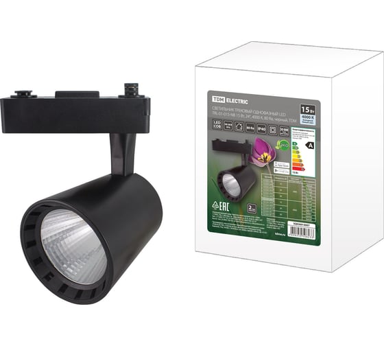 Изображение товара Трековый однофазный светильник TDM ELECTRIC LED TRL-01-015-NB 15 Вт, 24, 4000 К, 80 Ra, черный, SQ0369-0007