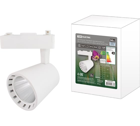 Изображение товара Трековый однофазный светильник TDM ELECTRIC LED TRL-01-030-NW 30 Вт, 24, 4000 К, 80 Ra, белый, SQ0369-0012
