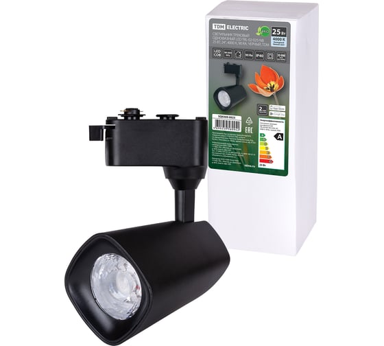 Изображение товара Трековый однофазный светильник TDM ELECTRIC LED TRL-02-025-NB 25 Вт, 24, 4000 К, 90 Ra, черный, SQ0369-0023