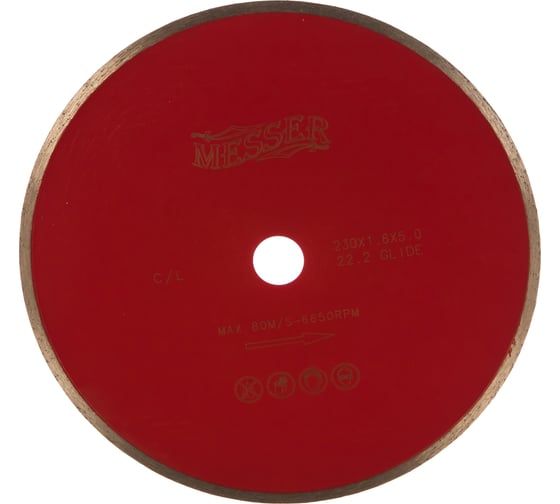 Изображение товара Диск алмазный сплошная кромка C/L по керамической плитке (230х22.2 мм) MESSER 01-21-230