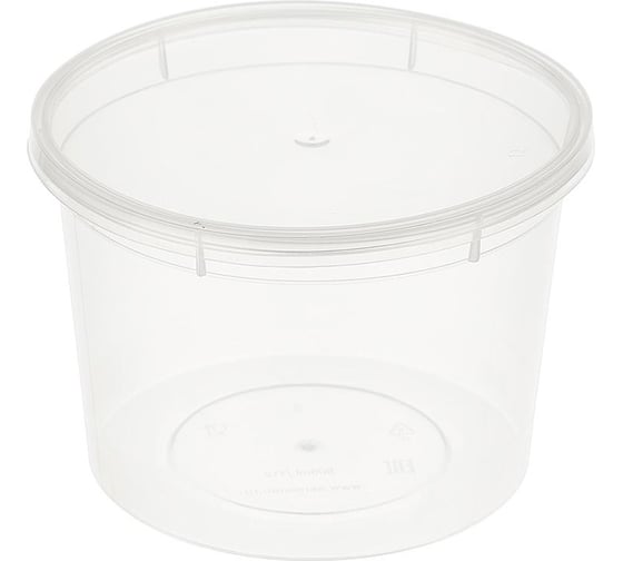 Изображение товара Банка ООО Комус 500 мл с крышкой диаметр 112 мм полипропилен 198 шт 1391799