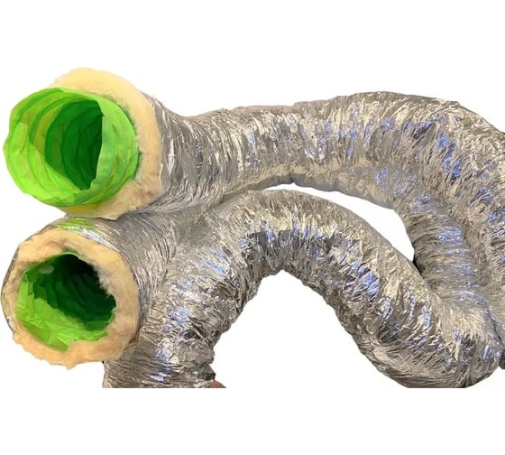 Изображение товара Антибактериальный утепленный шумопоглощающий изолированный гибкий алюминиевый воздуховод Sono Green 127 мм, 10 м DEC SBGI127