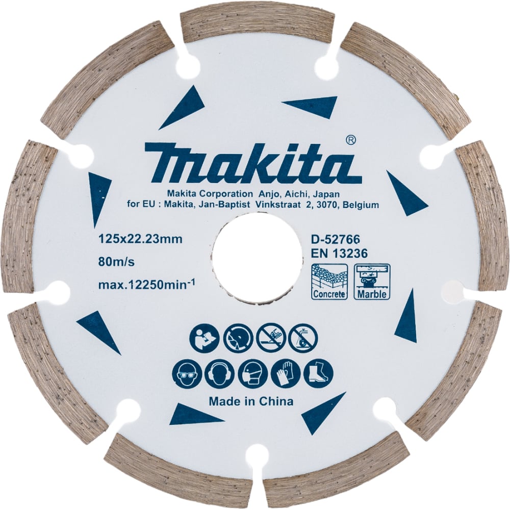 Сегментированный диск алмазный по бетону/мрамору Makita диск алмазный сегментированный makita эконом по бетону мрамору 230 22 23 7мм d 52788