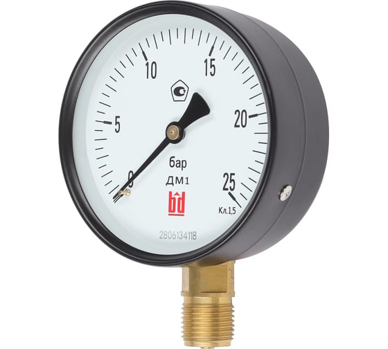 Изображение товара Манометр ДМ 1 Т2 100 Р (0-25) бар, кл.1.5, G1/2" BD 1151100016
