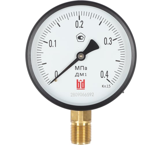 Изображение товара Манометр ДМ 1 Т2 100 Р 0-0.4 МПа, кл.1.5, М20x1.5 BD 1151100001
