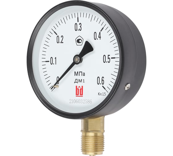 Изображение товара Манометр ДМ 1 Т2 100 Р (0-0.6) МПа, кл.1.5, М20x1.5 BD 1151100002