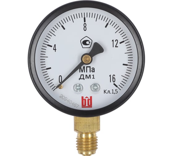Изображение товара Манометр ДМ 1 Т2 063 Р (0-16) МПа, кл.1.5, М12x1.5 BD 1151100007
